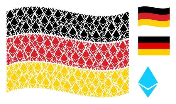 Almanya bayrağı desen Ethereum kristal öğeler sallayarak