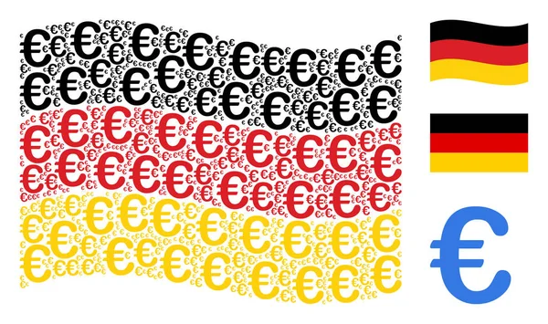 Euro simgesi simgeleri paterni Alman bayrağı sallayarak
