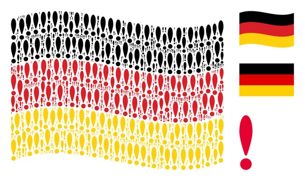 Almanya bayrağı mozaik ünlem işareti öğelerinin sallayarak