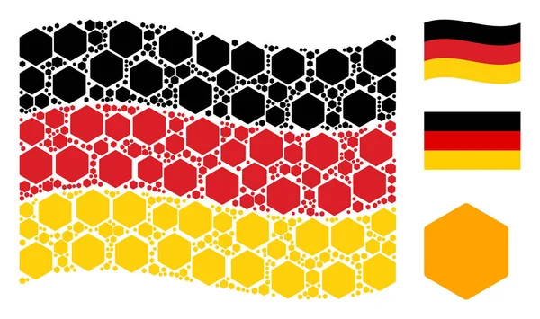 Almanya bayrağı kolaj dolu altıgen simgelerin sallayarak