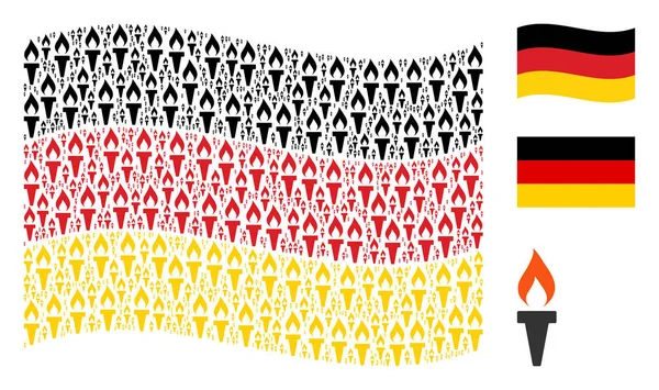 Alman bayrağı desen yangın meşale öğelerin sallayarak