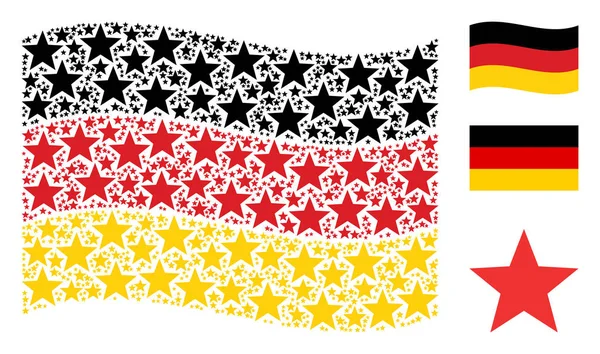 Almanya bayrağı mozaik havai fişek yıldız simgelerin sallayarak