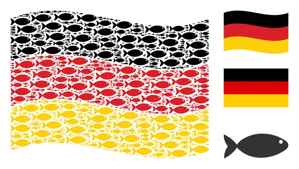 Almanya bayrağı kolaj balık simgelerin sallayarak