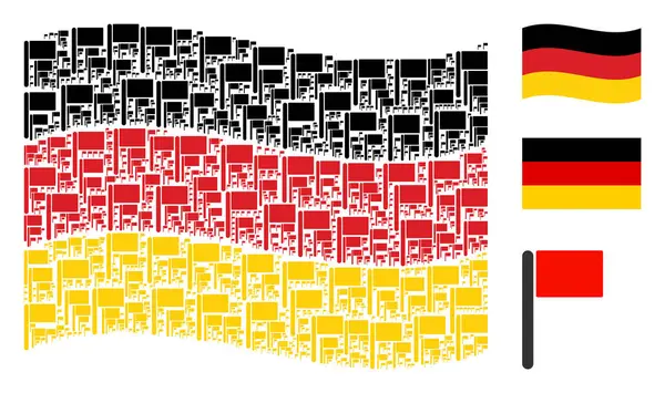 Waving Germany Flag Mosaic of Flag Items — Stock Vector