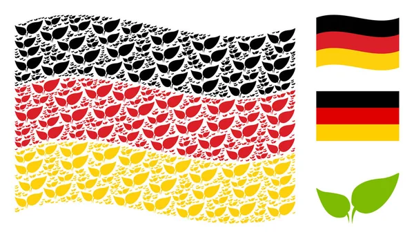 Çiçek yaprakları simgeler mozaiği Alman bayrağı sallayarak