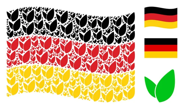 Ondeando patrón de bandera de Alemania de artículos de brote floral — Archivo Imágenes Vectoriales