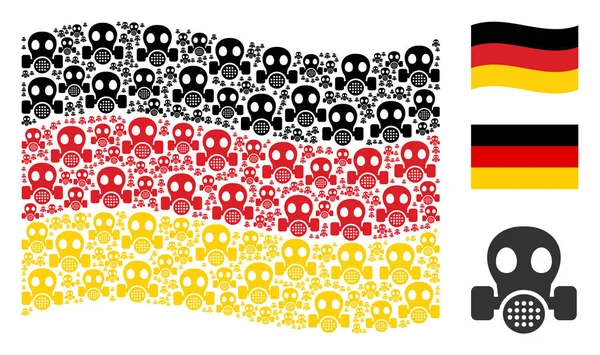 Almanya bayrağı mozaik gaz maskesi simgelerin sallayarak