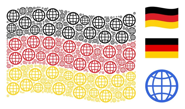 Zwaaien Duitsland vlag Collage van Globe Items — Stockvector