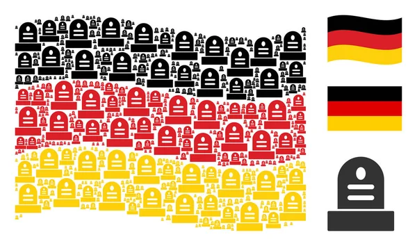 Ondeando la bandera de Alemania Mosaico de objetos de tumba — Vector de stock