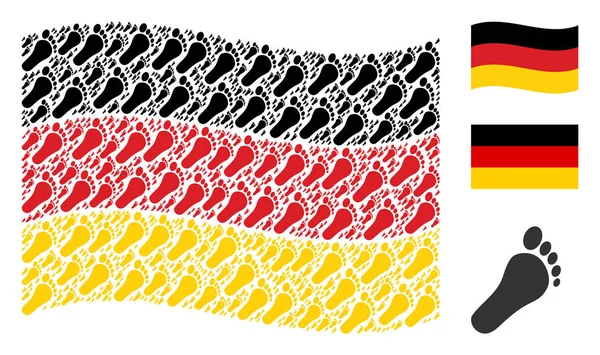 Almanya bayrağı mozaik insan ayak izi simgelerin sallayarak