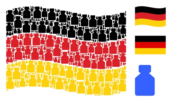 Sıvı şişe öğeleri paterni Alman bayrağı sallayarak