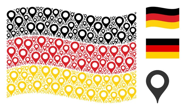 Alman bayrağı kolaj harita işaretleyici öğelerin sallayarak