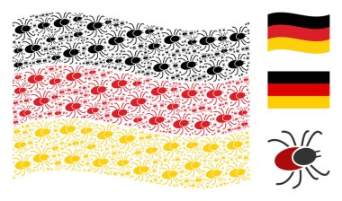 Almanya bayrağı kolaj kene kene simgelerin sallayarak