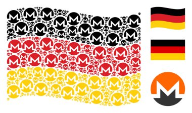 Almanya bayrağı mozaik Monero para birimi simgeleri sallayarak