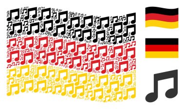 Alman bayrağı kolaj müzik notlar öğeleri sallayarak