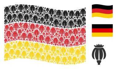 Almanya bayrağı kolaj haşhaş öğelerin sallayarak