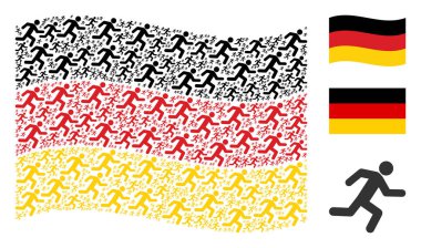 Adam öğeleri çalışan Almanya bayrağı kolaj sallayarak