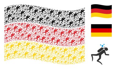 Almanya bayrağı kolaj Scuba Diver öğelerin sallayarak