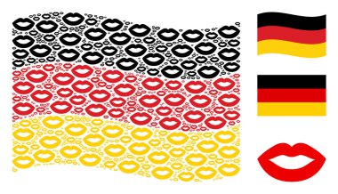 Alman bayrağı kolaj seksi dudaklar öğelerin sallayarak