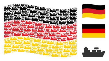 Alman bayrağı kolaj gemi simgelerin sallayarak