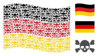 Almanya bayrağı kolaj kafatası ölüm simgelerin sallayarak