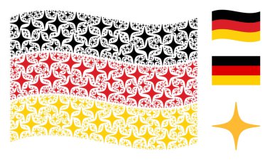 Almanya bayrağı mozaik alanı yıldız öğeleri sallayarak