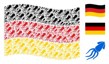 Alman bayrağı kolaj kalamar öğelerin sallayarak