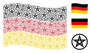 Yıldız beş köşeli simgeler paterni Alman bayrağı sallayarak