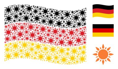 Güneş simgeler mozaiği Alman bayrağı sallayarak