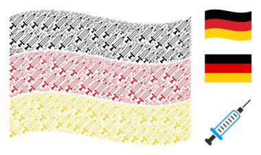 Almanya bayrağı kolaj şırınga simgelerin sallayarak