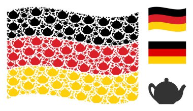Almanya bayrağı mozaik çaydanlık öğelerin sallayarak