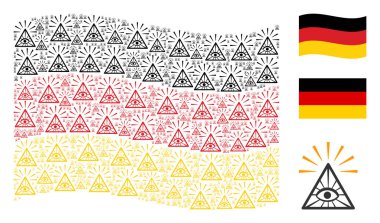 Toplam kontrol göz piramit simgeleri mozaiği Alman bayrağı sallayarak