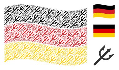Almanya bayrağı kolaj Trident çatal simgelerin sallayarak