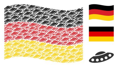 Almanya bayrağı kolaj Ufo simgelerin sallayarak