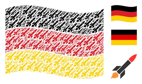 Almanya bayrağı desen füze fırlatma simgelerin sallayarak — Stok Vektör