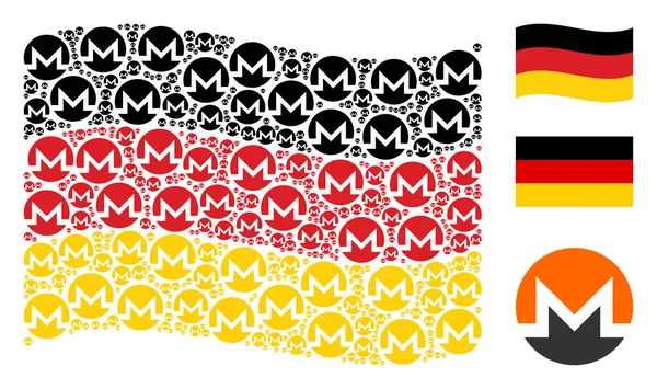 Almanya bayrağı mozaik Monero para birimi simgeleri sallayarak