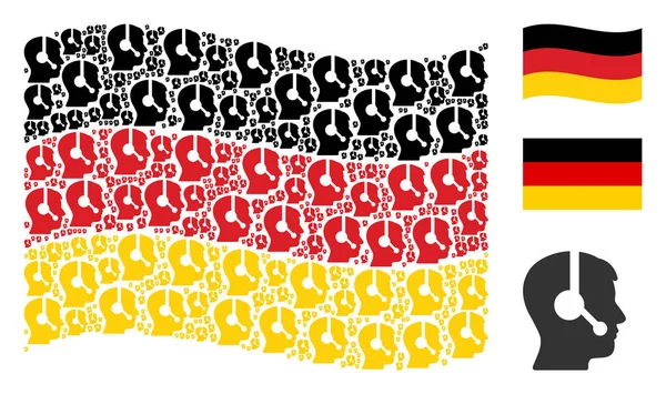 İşleç simgeleri mozaiği Alman bayrağı sallayarak