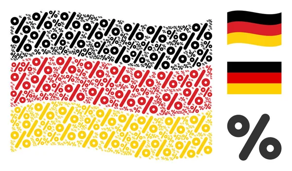 Sventolando bandiera tedesca Collage of Percent Articoli — Vettoriale Stock