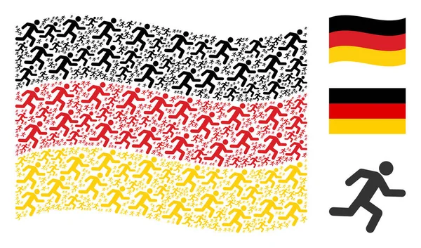 Adam öğeleri çalışan Almanya bayrağı kolaj sallayarak