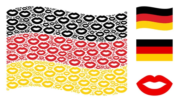 Alman bayrağı kolaj seksi dudaklar öğelerin sallayarak