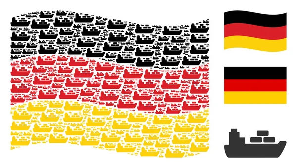 Alman bayrağı kolaj gemi simgelerin sallayarak