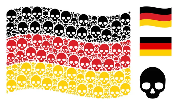 Alman bayrağı kolaj kafatası öğelerin sallayarak