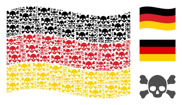 Almanya bayrağı kolaj kafatası ölüm simgelerin sallayarak