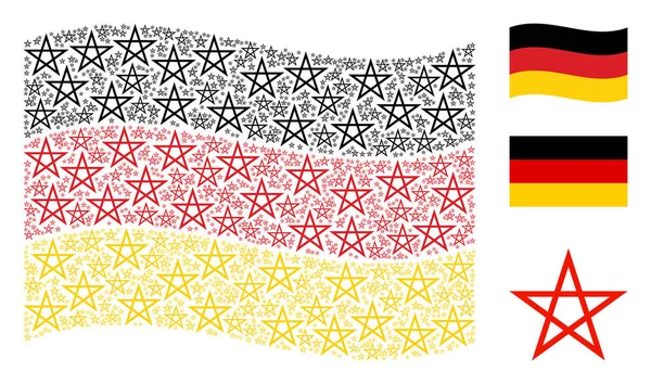 Yıldız Pentagram öğeleri mozaiği Alman bayrağı sallayarak