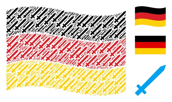 Alman bayrağı kolaj kılıç öğelerin sallayarak