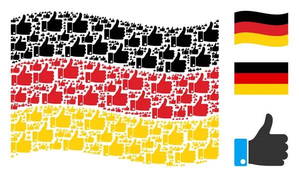 Drapeau allemand agitant Mosaïque de pouce Articles — Image vectorielle