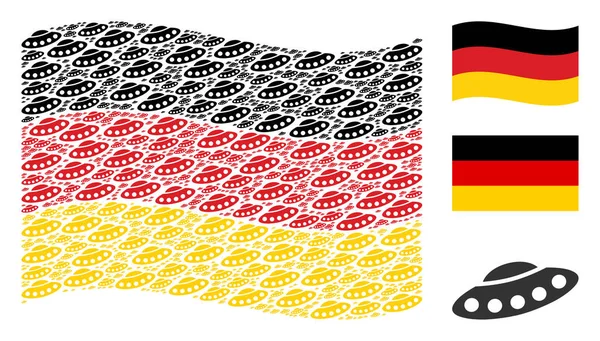 Almanya bayrağı kolaj Ufo simgelerin sallayarak