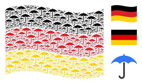 Ondeando la bandera de Alemania Mosaico de iconos de paraguas — Archivo Imágenes Vectoriales