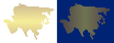 Altın noktalı Asya harita