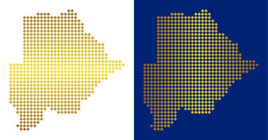 Altın noktalı Botsvana Haritası